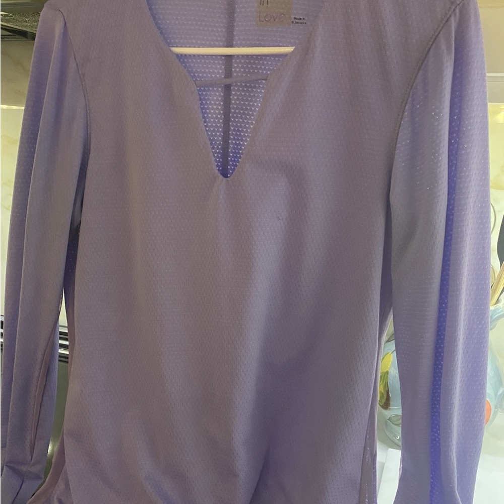 Lucky in Love Purple V-Neck Long Sleeve Blouse